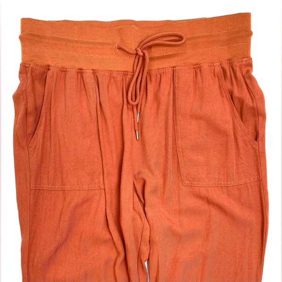 Rewash Women’s Orange/Rust Athletic Jogger Pants Drawstring Waist Pockets Size L - Picture 3 of 11